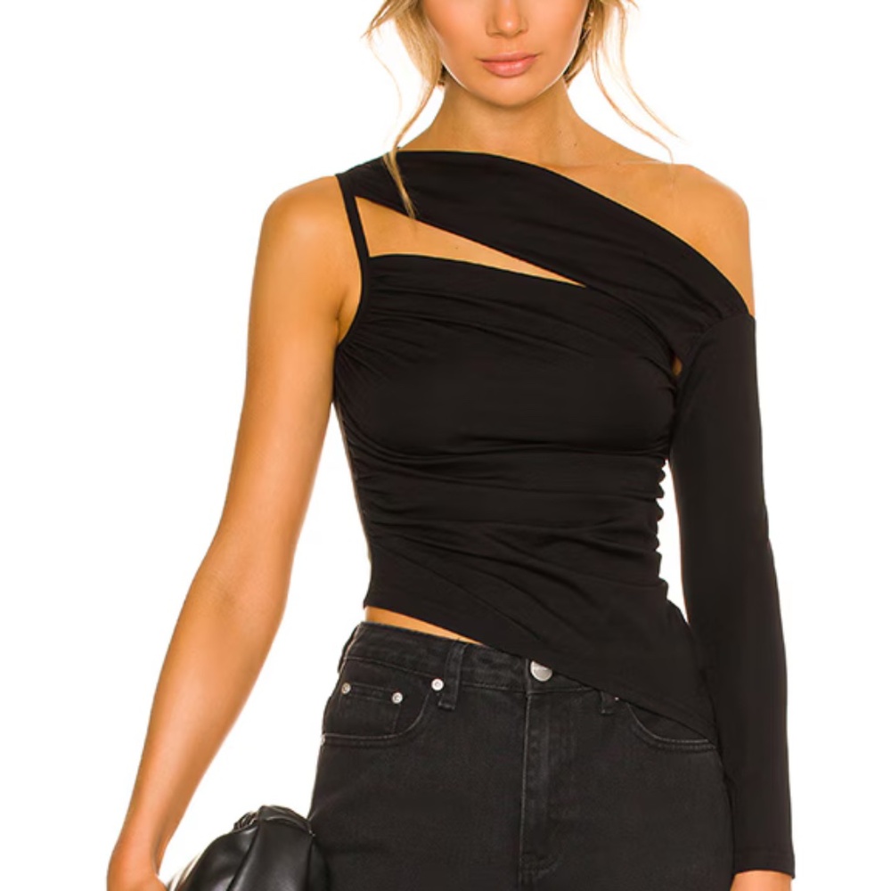SOLD OUT! NWT Superdown PIXIE Asymmetric CUTOUTS Black Top M FREE SHIP!